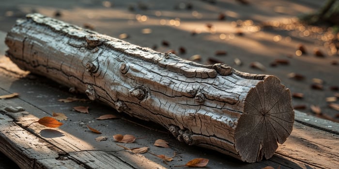 A log laying on the ground in the sun photo