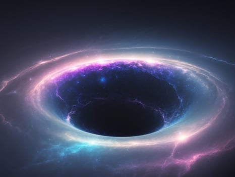 Majestic black hole consuming matter and energy in. photo