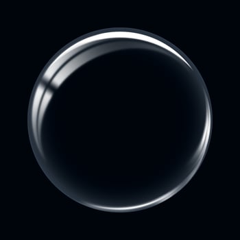 Glass circle transparent on dark background. Sphere crystal bubble for product presentation. photo