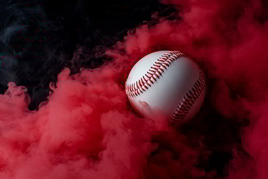 A baseball in a red smoke photo