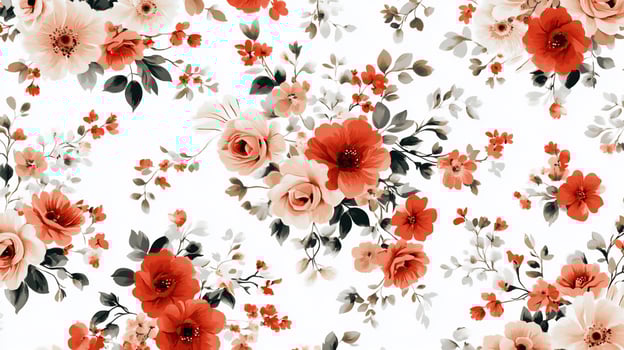 A floral pattern with red and white flowers photo