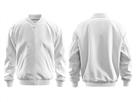 Stylish white bomber jacket showcasing modern design and simplicity photo
