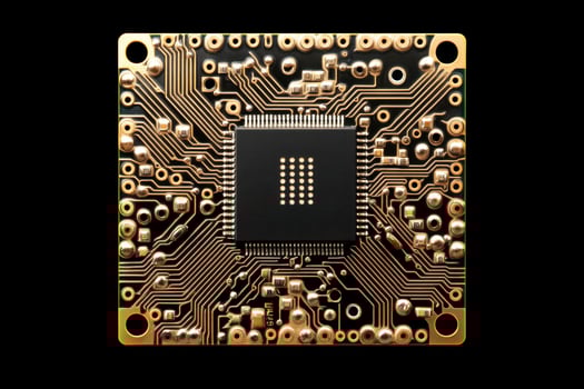 Close-up of a circuit board showcasing intricate electronic components photo