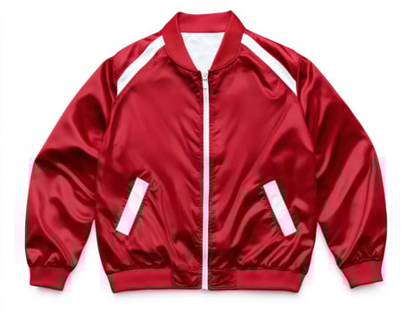 Classic red satin bomber jacket designed for casual wear photo