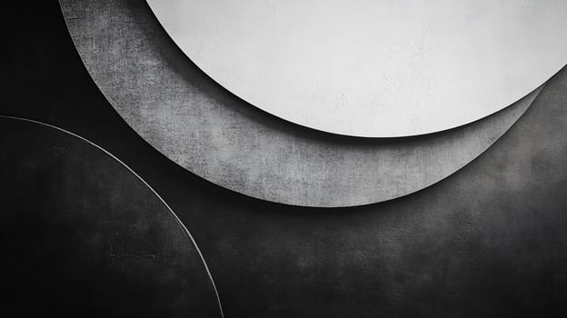 Abstract layered circles in grayscale photo