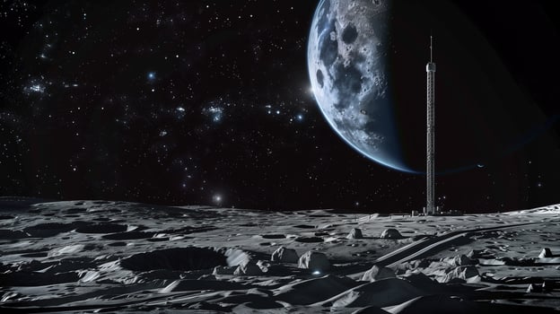 This Asteroid regolith is being excavated at a lunar refinery for future resource extraction on the Moon. photo