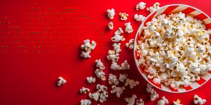 Top-Down View of a Popcorn Tub Overflowing with Freshly Popped Golden Kernels photo