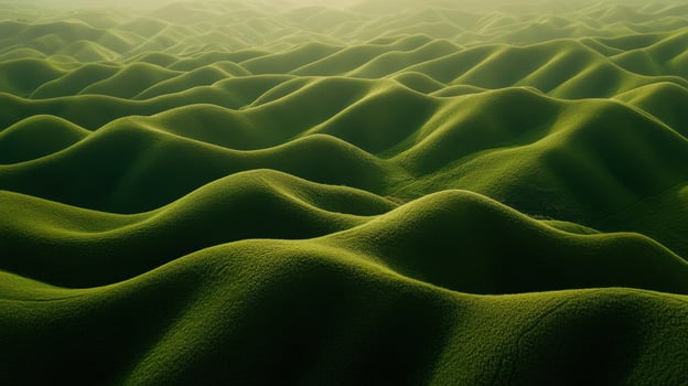 A green field with many hills and mountains photo