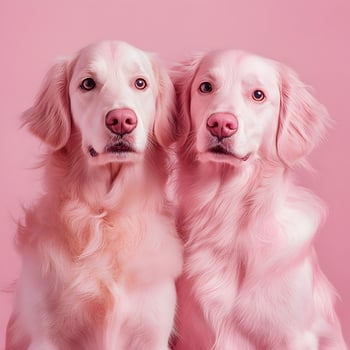 Two dogs are posing for a photo
