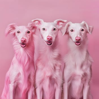 Three dogs in pink photo