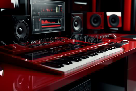 Red audio workstation photo