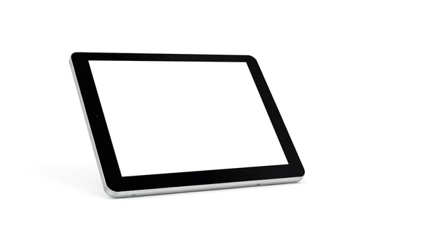 a tablet computer with a white screen on a white background photo