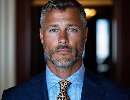Portrait of a handsome man in a professional suit and tie photo