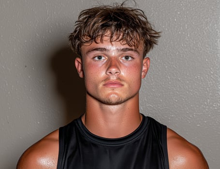 Portrait of a young man in a tank top photo