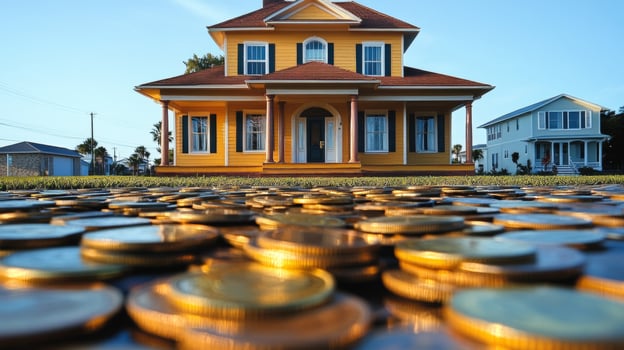 House and Coins, Dream Home, Financial Investment, Real Estate photo