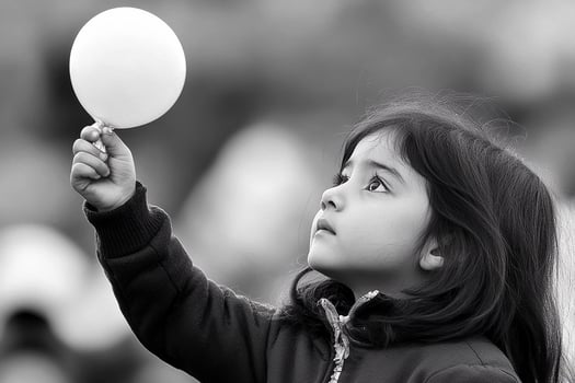 A young girl holding a balloon photo