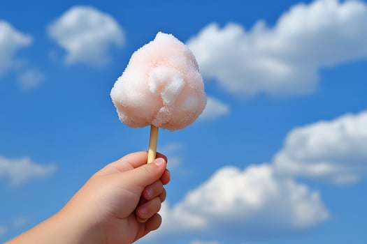 A hand holding a cotton candy photo