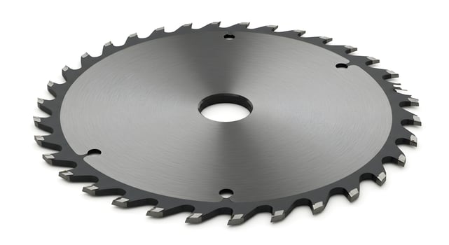 Saw Blade on White Background Sharp and Metal Circular Tool photo