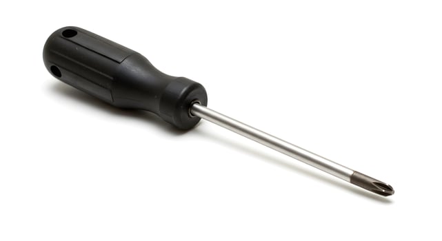 Phillips Head Screwdriver Tool with Black Handle on White Background photo