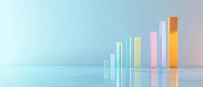 A colorful bar graph is shown on a table photo