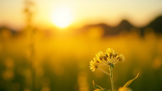 Golden sunset flower nature s warm glow photo