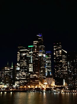 New York City Skyscrapers at Night Reflection photo