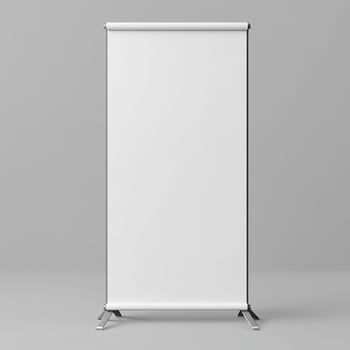 Blank rollup banner display for advertising and presentation photo