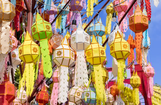 colorful hanging lanterns lighting photo