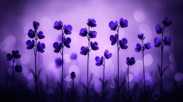 Serene Purple Flowers Meadow Soft Focus Bokeh Background Nature photo