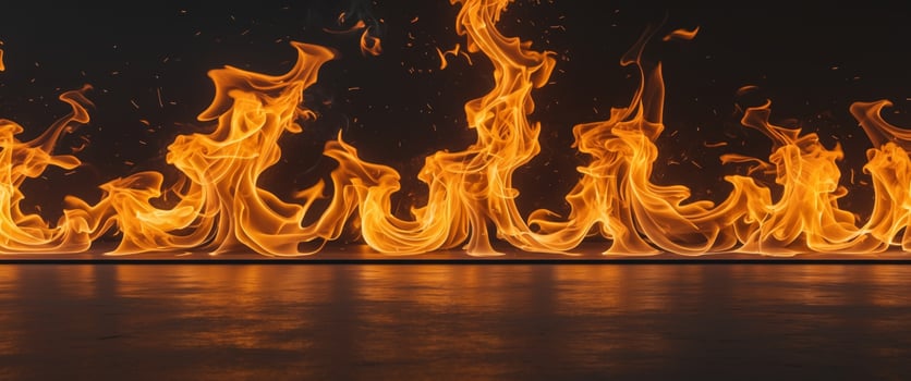 Fiery flames licking a horizontal surface photo