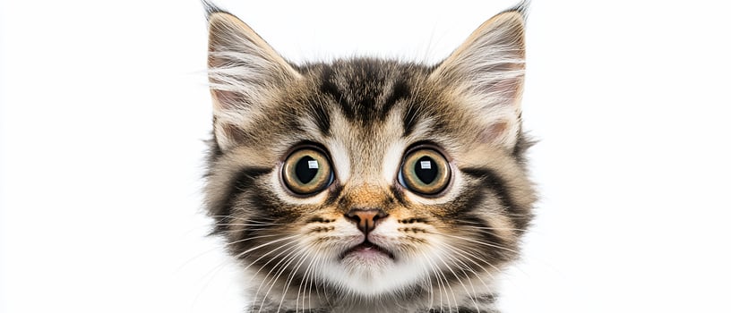 Adorable Kitten Close-up, White Background photo