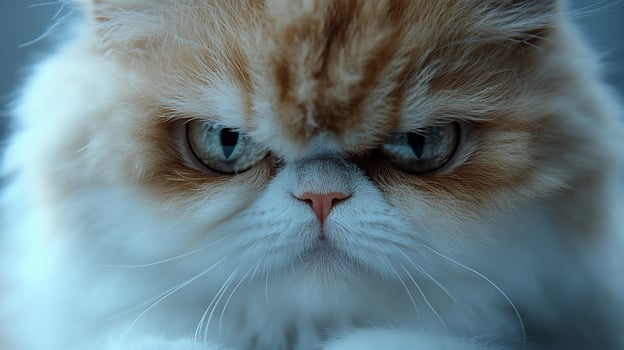 Angry Persian cat close-up portrait photo