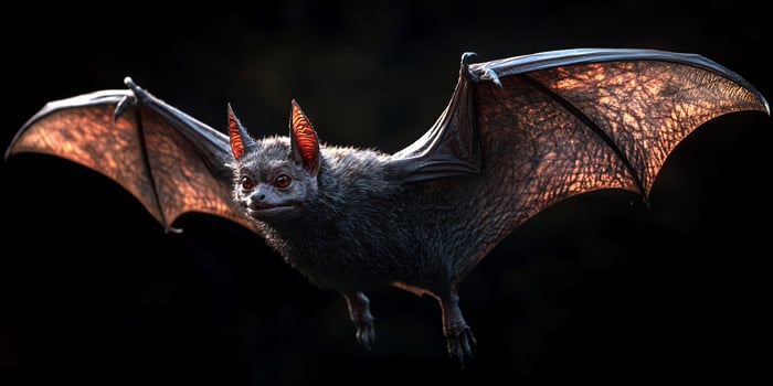 Bat in flight, dark background photo