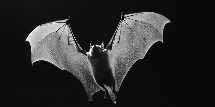 Bat in flight, dark background photo