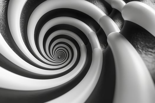 A mesmerizing black and white spiral pattern, creating a sense of depth and motion. photo