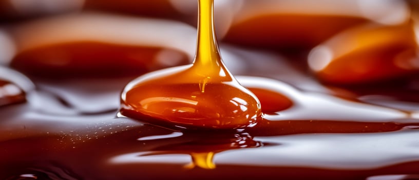 A close up of caramel syrup being poured into a bowl photo