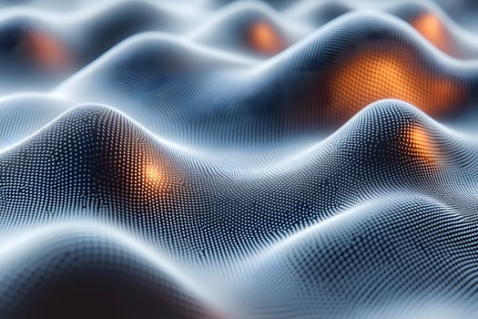 Abstract Digital Landscape with Mesh Waves and Glowing Elements for Technology Design photo