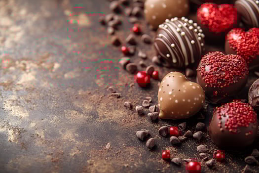 Romantic Chocolate Hearts with Red Sprinkles and Choco Chips for Valentine's Day Gift Ideas photo