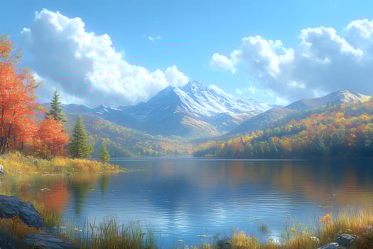 Autumn Serenity Majestic Mountain Landscape with Vibrant Foliage Reflections photo
