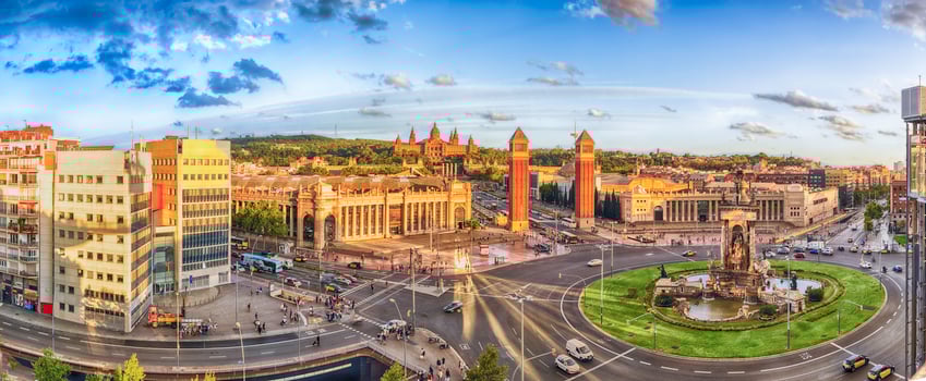 Panoramic view of Placa d'Espanya in Barcelona, Catalonia, Spain photo