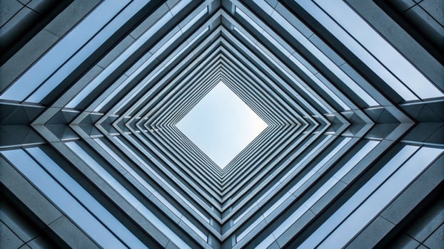 a view up at the top of a building photo
