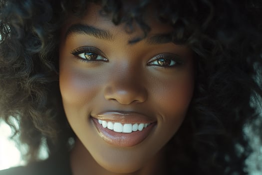 A beautiful young woman with curly hair photo