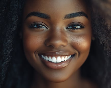Beautiful african american woman smiling with beautiful skin photo