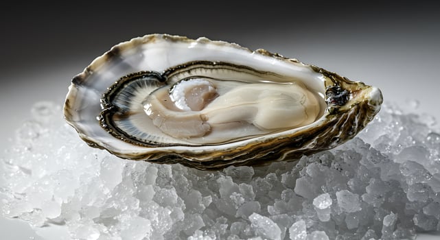 Single Fresh Oyster on Ice photo