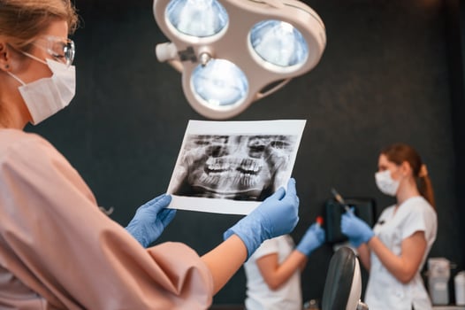 Woman is woking in the stomatological cabinet., photo
