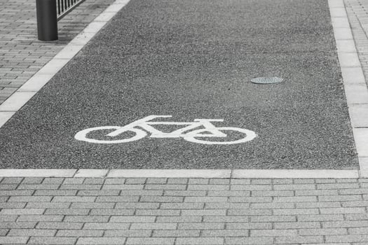 Bike lane on the road, Bike paint sign symbol at the street for bicycle riding traffic only photo