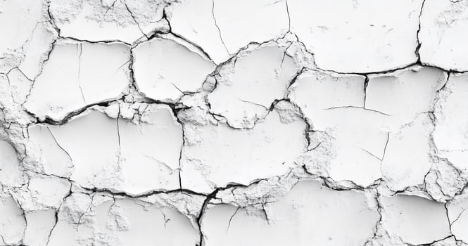 White cracked wall with cracks and peeling paint photo