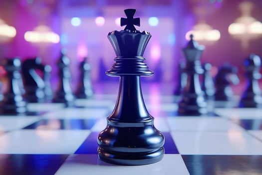 Chess board with black king on top of it photo