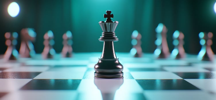 Chess game with black king on a chess board photo