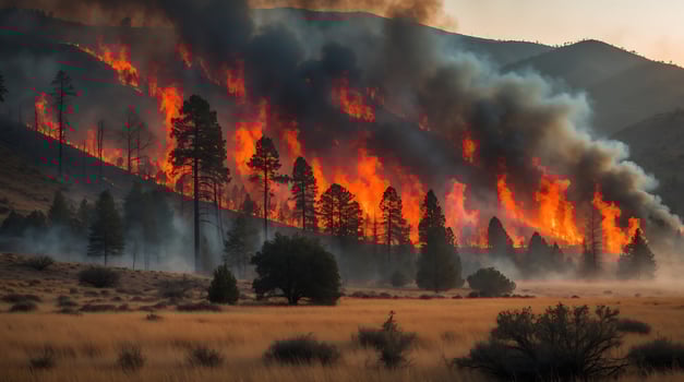 Wildfire engulfs forest landscape amid the effects of climate change photo